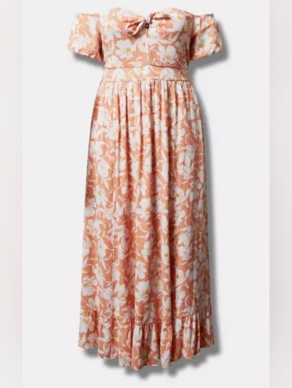 torrid Peach Floral Tie-Front Maxi Dress - Picture 2 of 13
